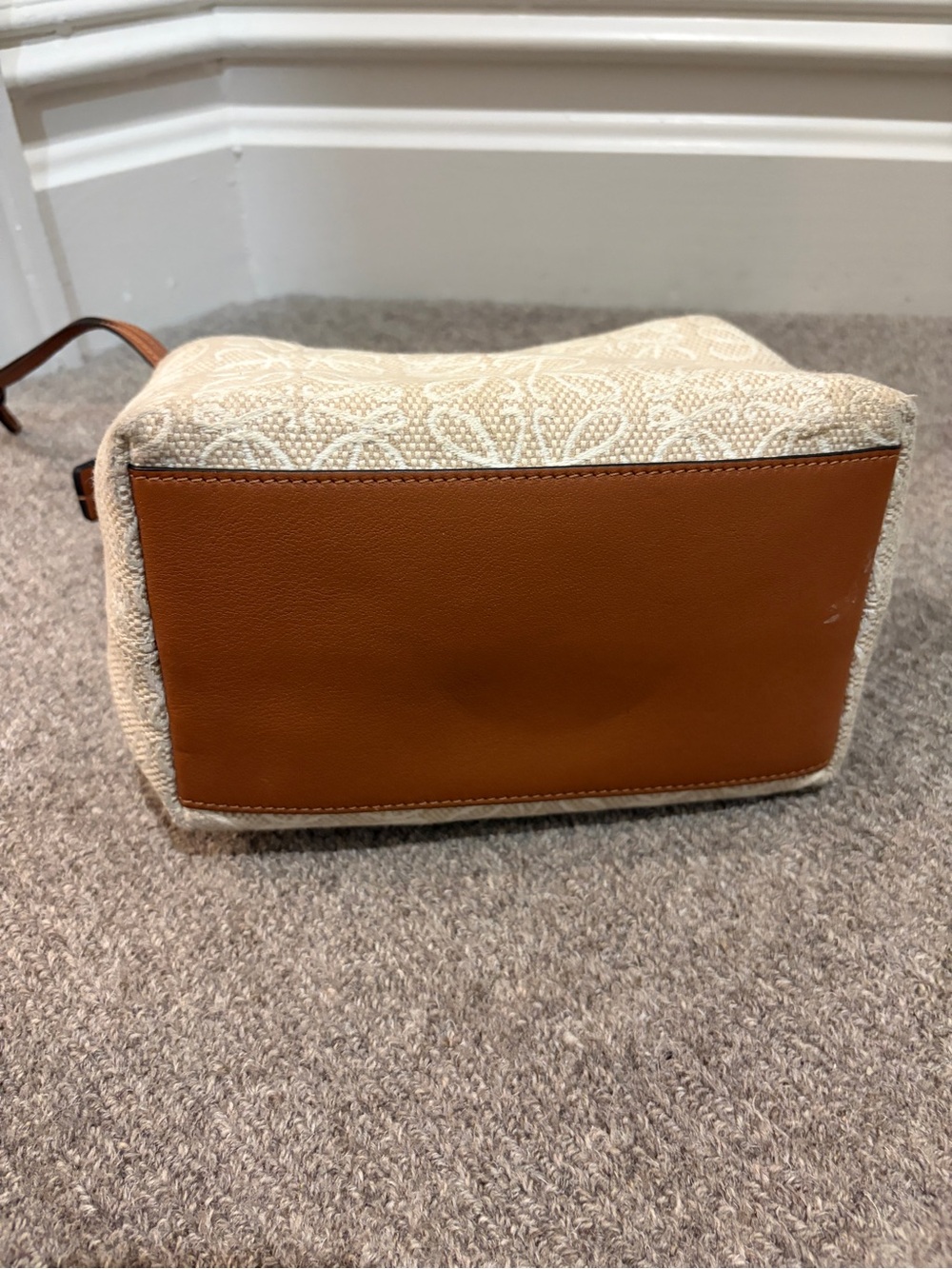 LOWEVE Canvas and Tan Leather Accent Women's Crossbody Bag